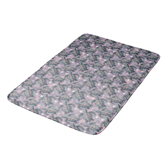 Sea Turtle Ocean Pattern Bath Mat (Angled)