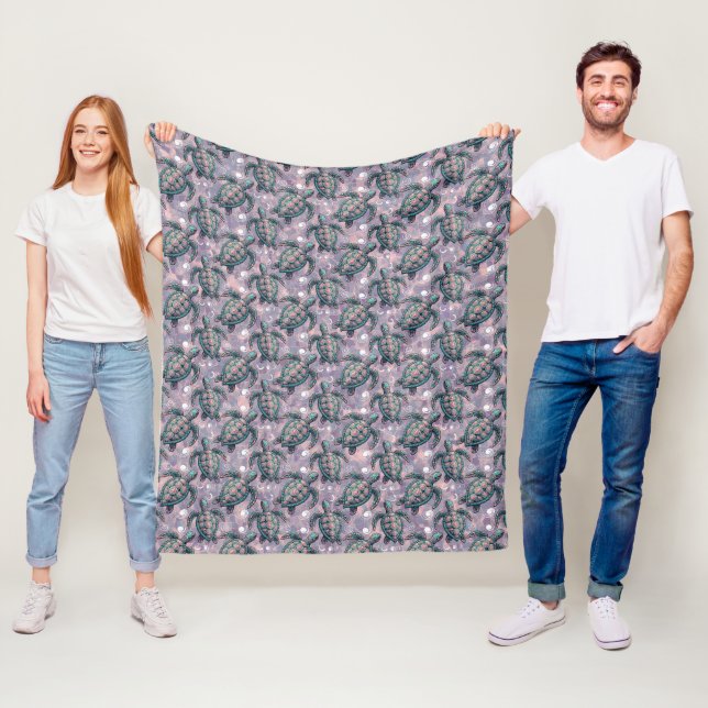 Sea Turtle Ocean Pattern Fleece Blanket (In Situ)
