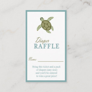 Sea Turtle Ocean Theme Diaper Raffle Ticket Enclosure Card