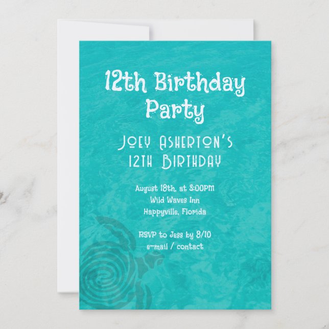 Sea Turtle Ocean Themed Surprise Party Invitation (Front)