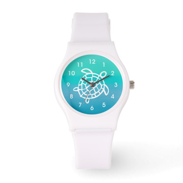 Sea Turtle Ocean Watercolor Wrist Watch (Front)