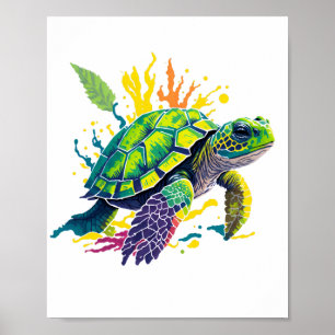 SEA TURTLE ON A SUMMER'S DAY POSTER