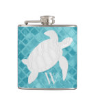 Sea Turtle on Aqua Sea Glass Monogram