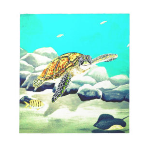 Sea Turtle Painting Beautiful Blue Sea Notepad