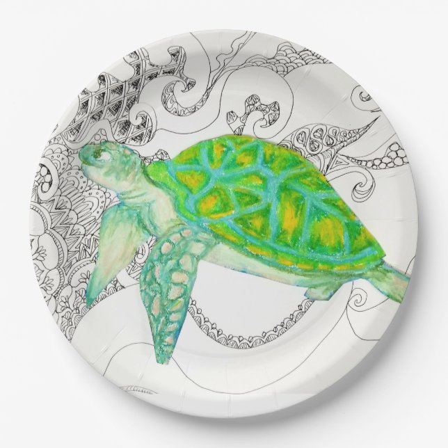 sea turtle paper plate (Front)