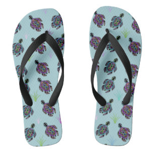 Sea Turtle Pattern Flip Flops
