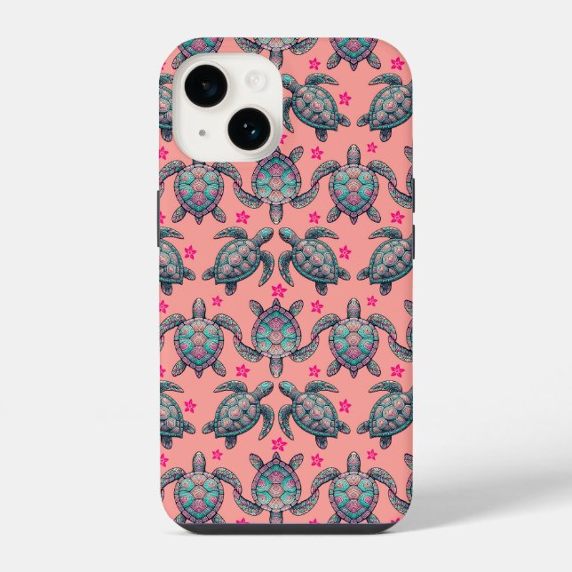 Sea Turtle Pattern iPhone Case (Back)