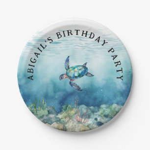Sea Turtle Personalized Birthday Party  Paper Plate