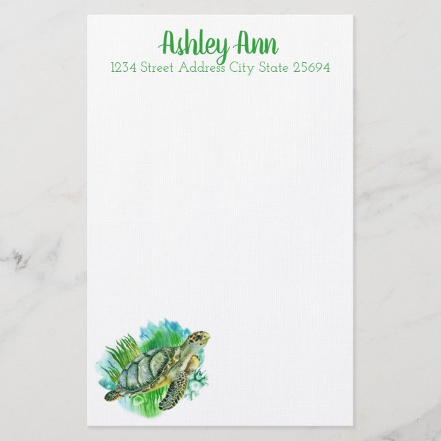 Sea Turtle Personalized Stationery (Front)
