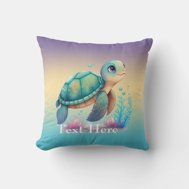 Sea turtle personalized throw pillow (Front)