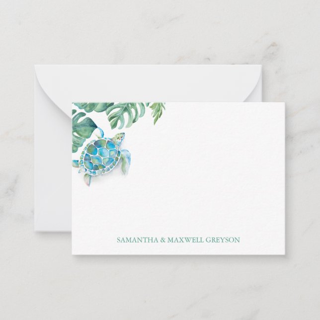 Sea Turtle Personalized Watercolor Card (Front)