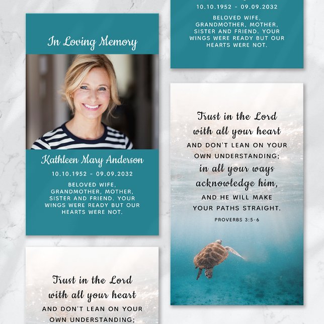 Sea Turtle Photo Remembrance Prayer Card (Creator Uploaded)
