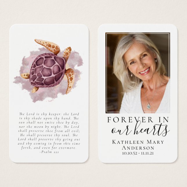 Sea Turtle Photo Remembrance Prayer Card (Front & Back)