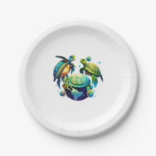 Sea Turtle Planet World Environment Earth Day Paper Plate