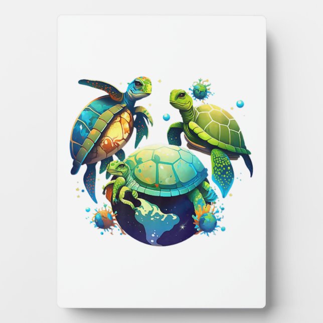 Sea Turtle Planet World Environment Earth Day Plaque (Front)