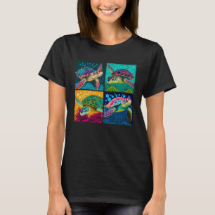 Sea Turtle Pop Illustration Colourful Animal Women T-Shirt