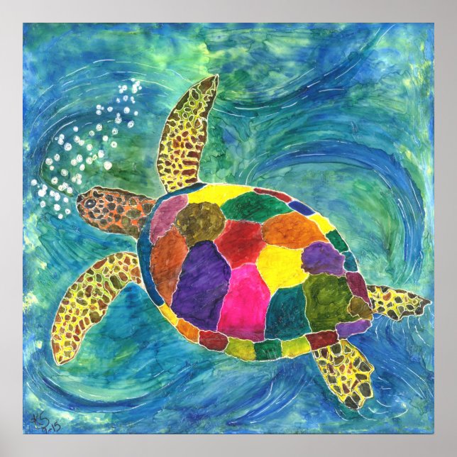 Sea Turtle Poster 24" x 24" (You Customize) (Front)
