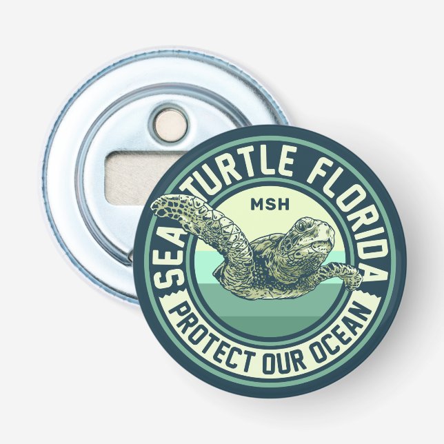 Sea Turtle Protection Custom Monogram Bottle Opener (Front)