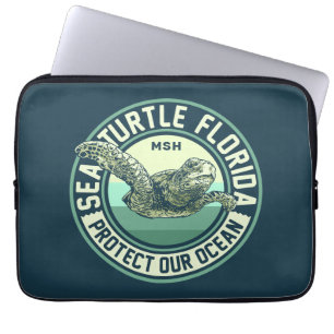 Sea Turtle Protection Custom Monogram Laptop Sleeve