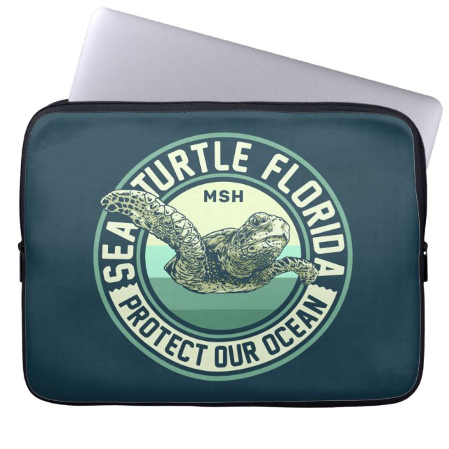 Sea Turtle Protection Custom Monogram Laptop Sleeve (Front)