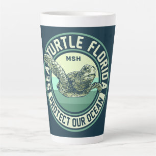 Sea Turtle Protection Custom Monogram Latte Mug