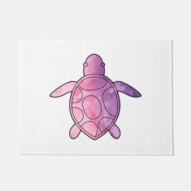 Sea Turtle purple watercolor Doormat (Front)