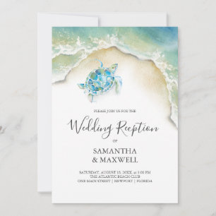 Sea Turtle Reception Only Beach Wedding Invitation