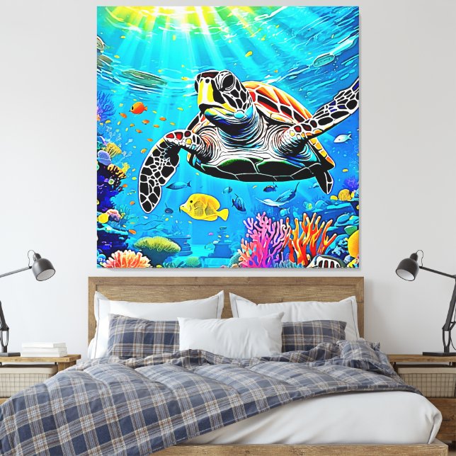 Sea Turtle Reef Life  Canvas Print (Insitu(Bedroom))