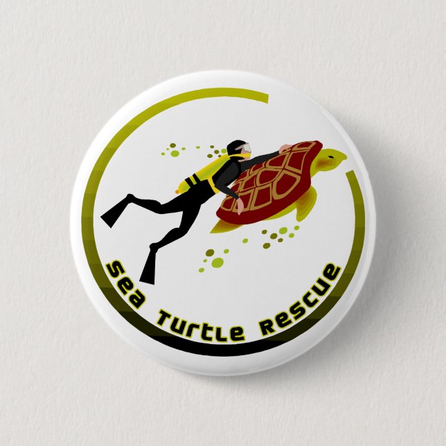 Sea Turtle Rescue 2 Inch Round Button (Front)