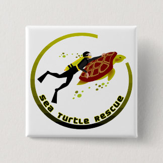 Sea Turtle Rescue 2 Inch Square Button