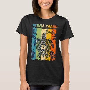 Sea Turtle Retro Amelia Island Florida Family Vaca T-Shirt