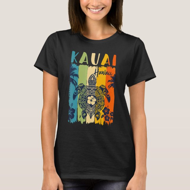 Sea Turtle Retro Kauai Hawaii Matching Family Vaca T-Shirt (Front)