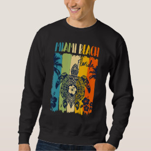 Sea Turtle Retro Miami Beach Florida Family Vacati Sweatshirt