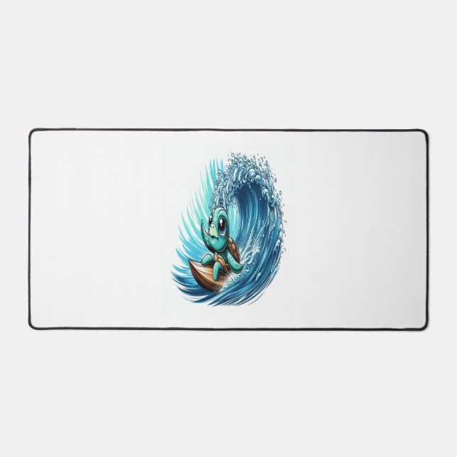 Sea Turtle Rides Emotion Wave. Desk Mat (Front)