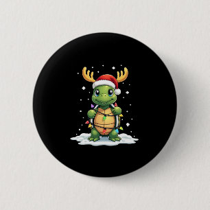 Sea Turtle Santa Christmas Lights Cute Xmas Men Wo 2 Inch Round Button