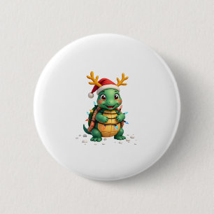 Sea Turtle Santa Christmas Lights Cute Xmas Men Wo 2 Inch Round Button
