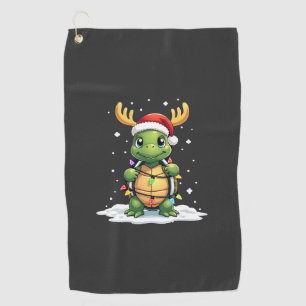 Sea Turtle Santa Christmas Lights Cute Xmas Men Wo Golf Towel