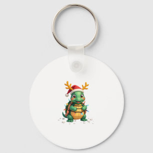 Sea Turtle Santa Christmas Lights Cute Xmas Men Wo Keychain