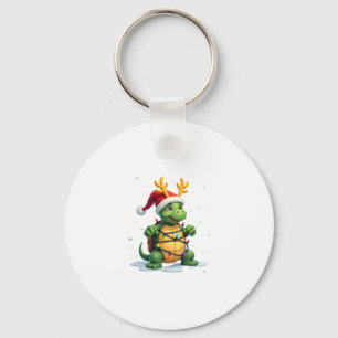 Sea Turtle Santa Christmas Lights Cute Xmas Men Wo Keychain