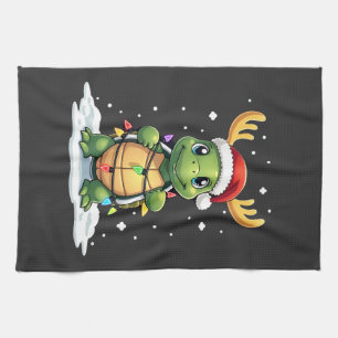 Sea Turtle Santa Christmas Lights Cute Xmas Men Wo Kitchen Towel