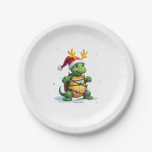 Sea Turtle Santa Christmas Lights Cute Xmas Men Wo Paper Plate