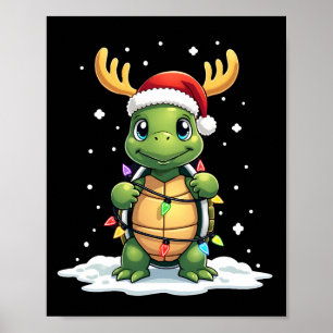 Sea Turtle Santa Christmas Lights Cute Xmas Men Wo Poster