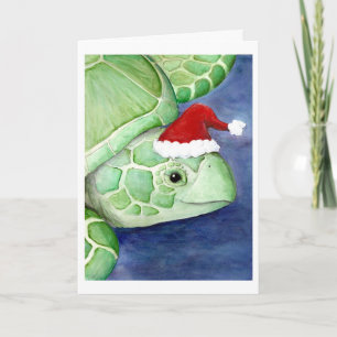 Sea Turtle Santa Holiday Card