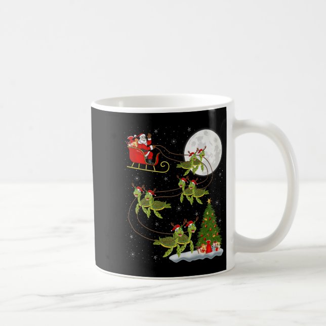 Sea Turtle Santa Sleigh Flying Funny Magical Chris Coffee Mug (Right)