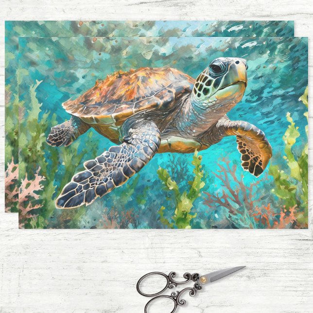 Sea Turtle Seaweed and Coral Decoupage Tissue Paper (Creator Uploaded)