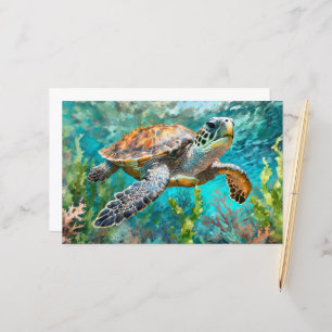 Sea Turtle Seaweed and Coral Scrapbook Paper