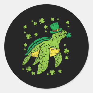 Sea Turtle Shamrock St Patricks Day Leprechaun Hat Classic Round Sticker