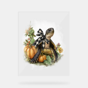 Sea Turtle Shirt Animals Autumn Pumpkin Acrylic Sign