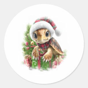 Sea Turtle Shirt Christmas Santa Hat Classic Round Sticker