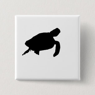 Sea Turtle Silhouette 2 Inch Square Button